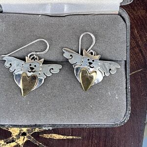 Vintage Cat Earrings Sterling Silver Far Fetched Kitty Jewelry Cat Lover Gift